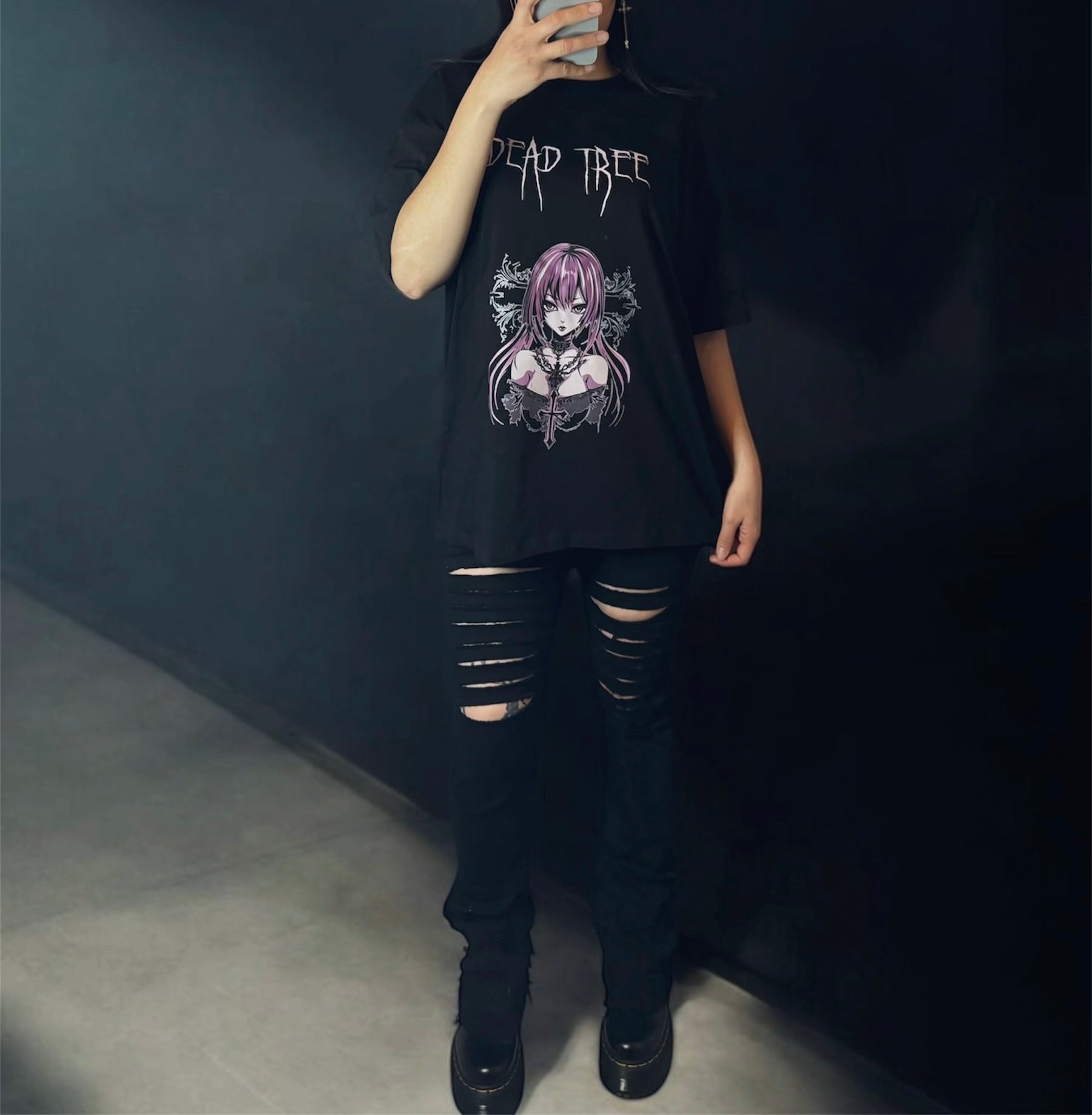 T-shirt oversize deadkitsune "Dead Tree" - #GLITTERxRIN#