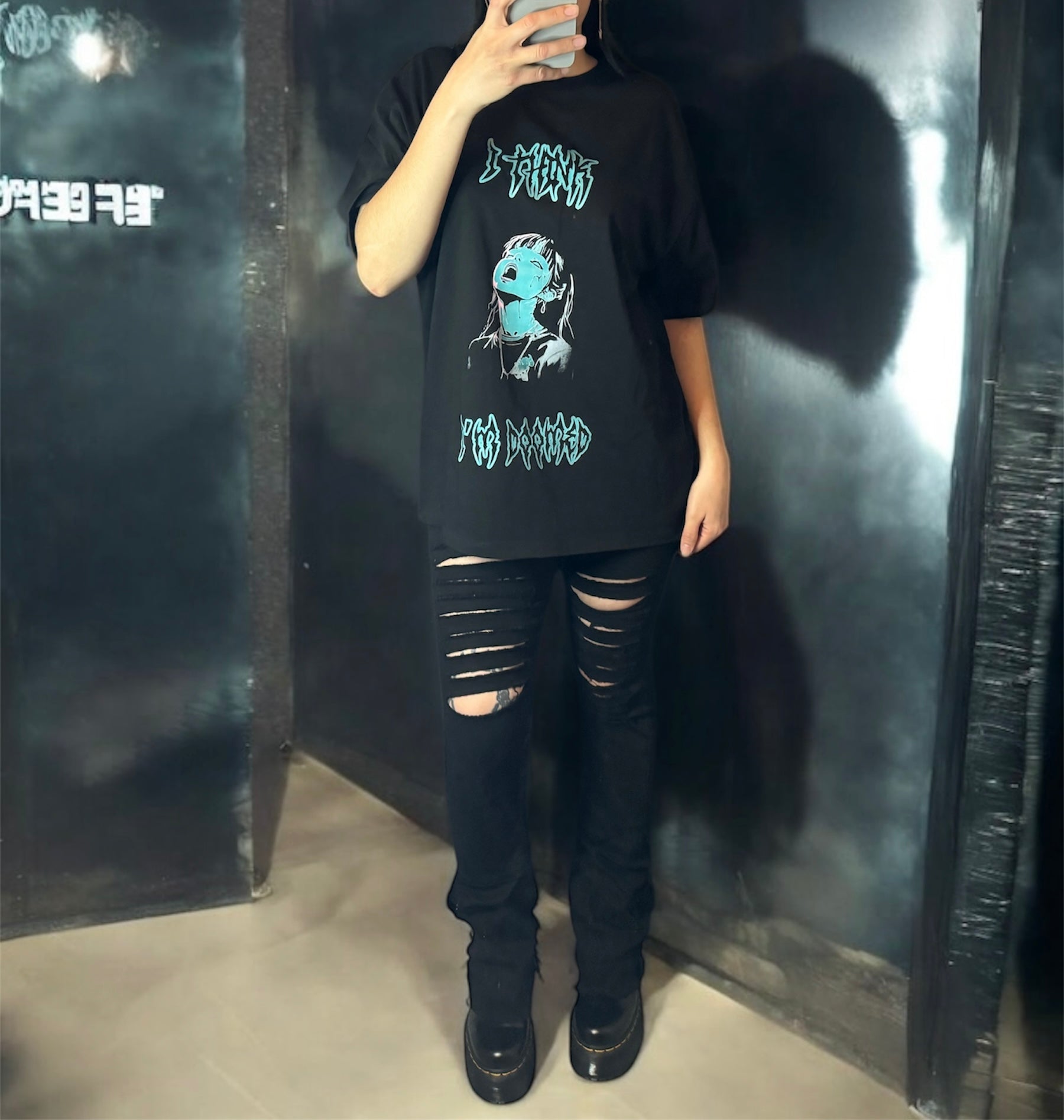 T-shirt oversize deadkitsune "DOOMED" - #GLITTERxRIN#
