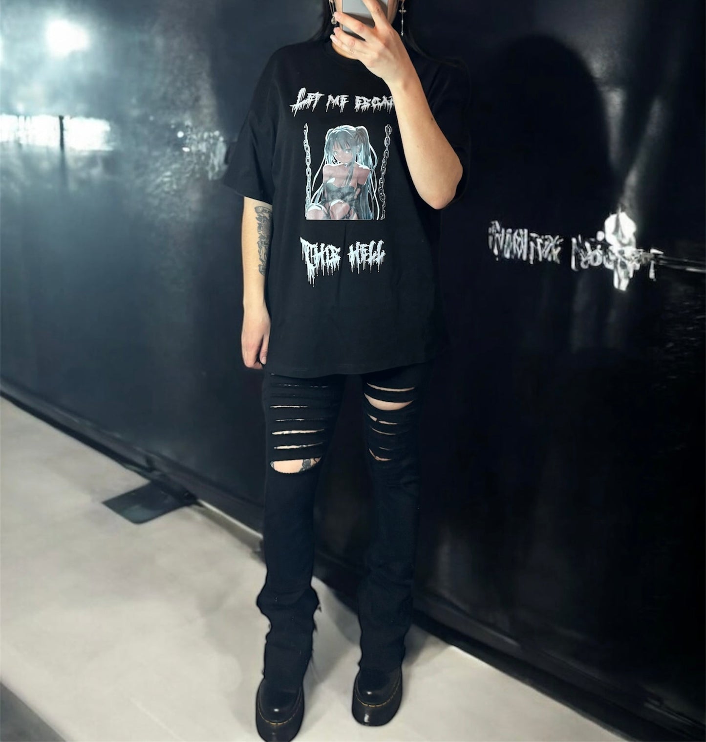 T-shirt oversize deadkitsune "ESCAPE" - #GLITTERxRIN#
