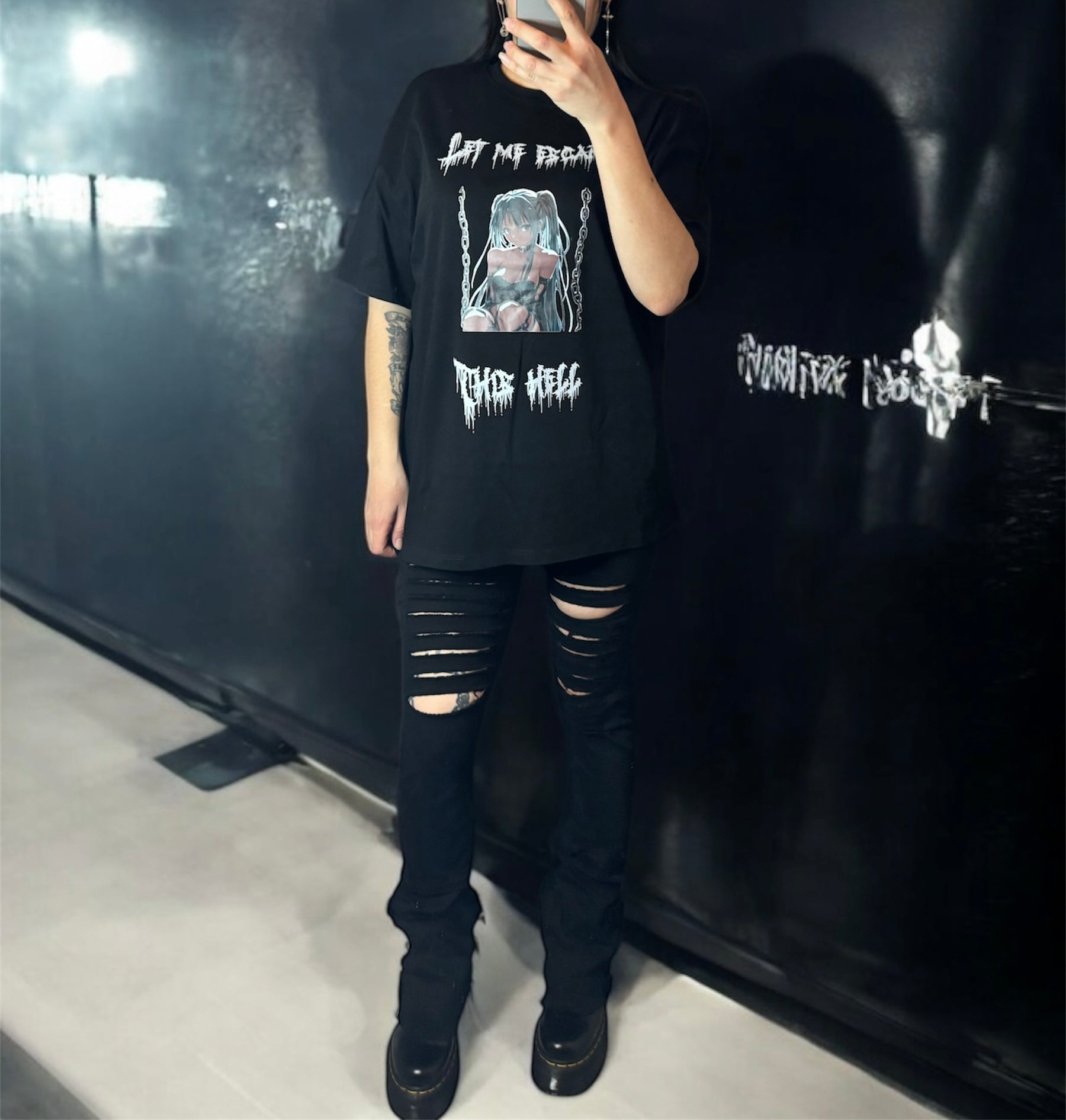 T-shirt oversize deadkitsune "ESCAPE" - #GLITTERxRIN#
