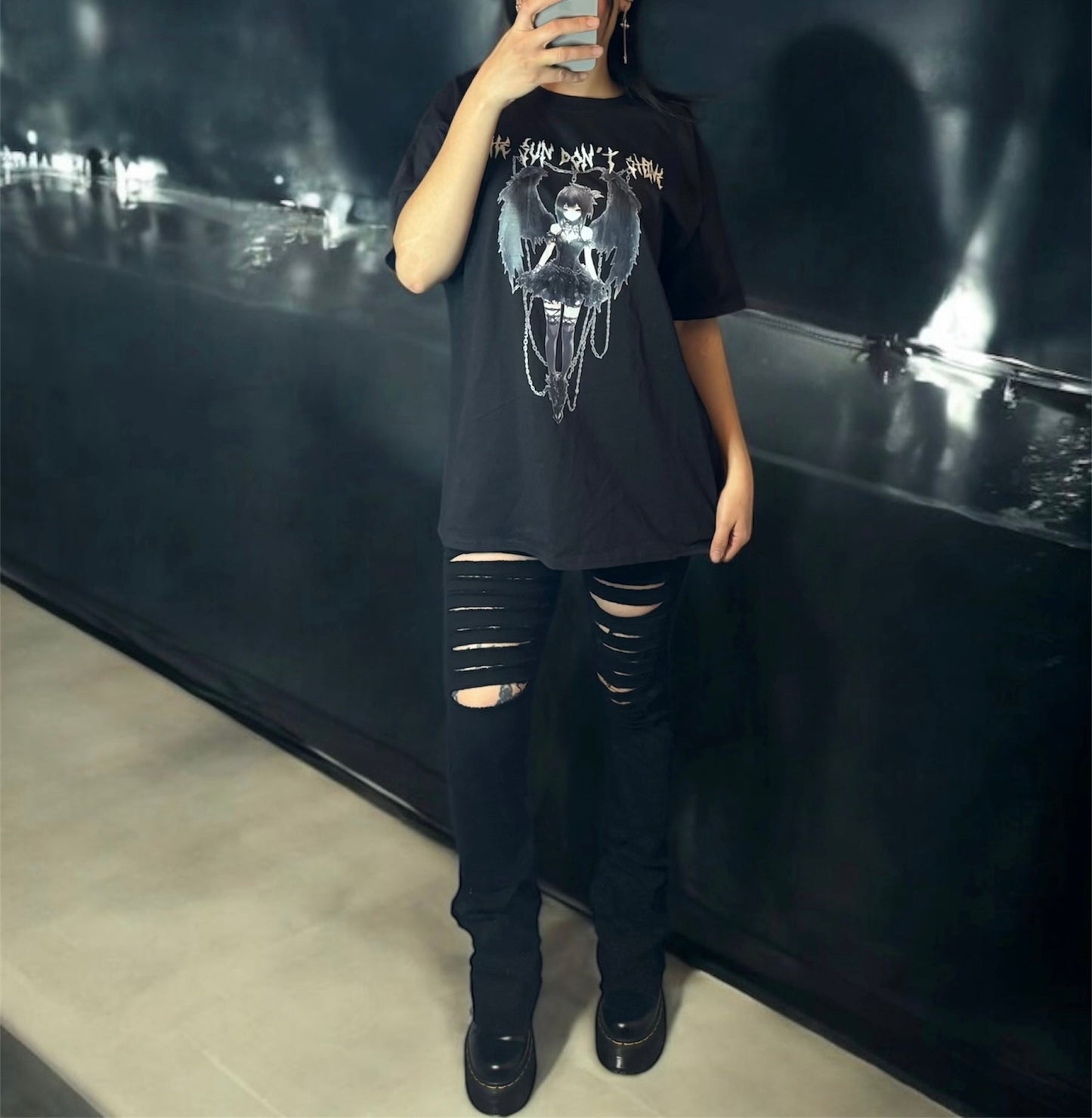 T-shirt oversize deadkitsune "The sun don't shine" - #GLITTERxRIN#